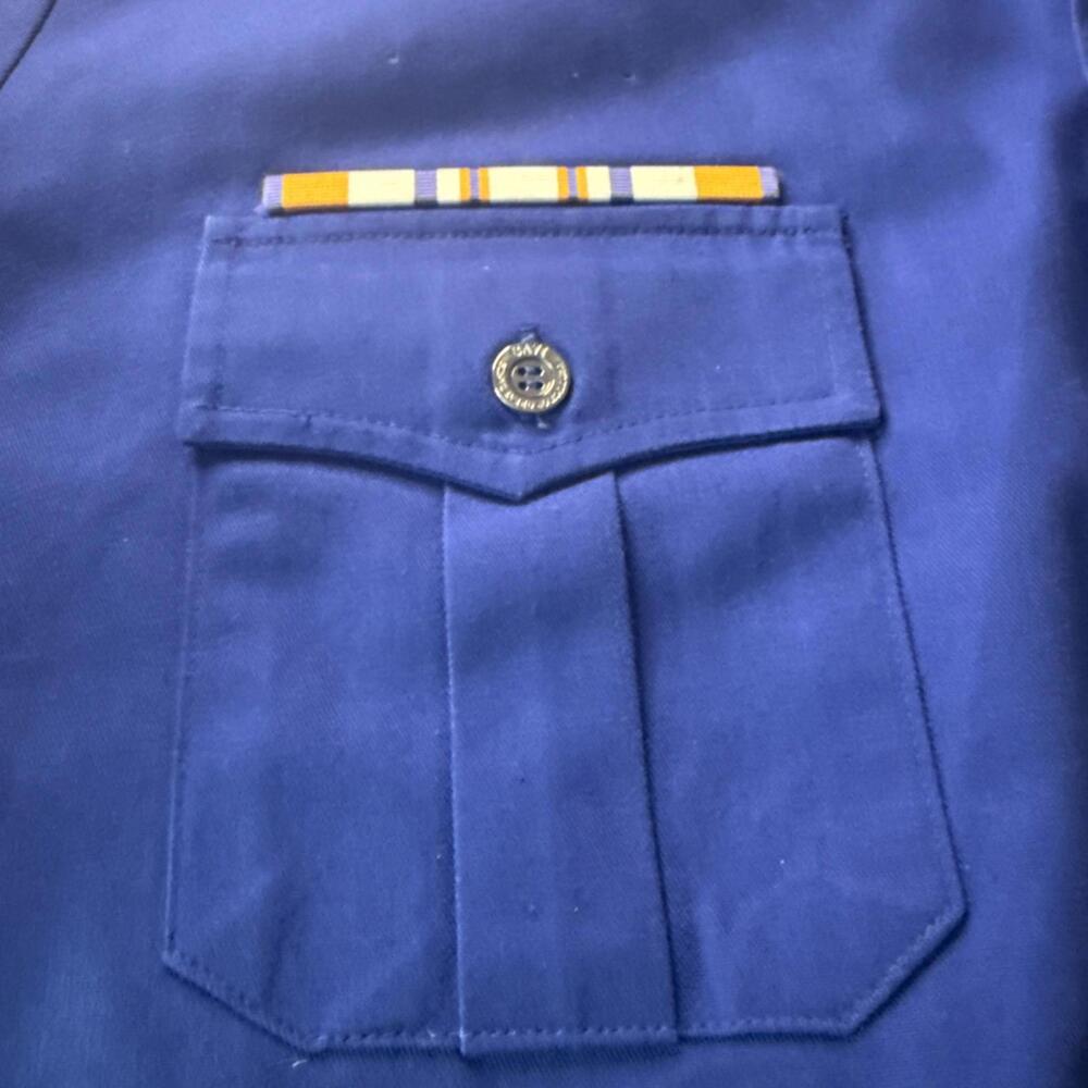 VTG 70's CAVI Men 2XL Blue Military Style Button Down Shirt EUC - Picture 4 of 10
